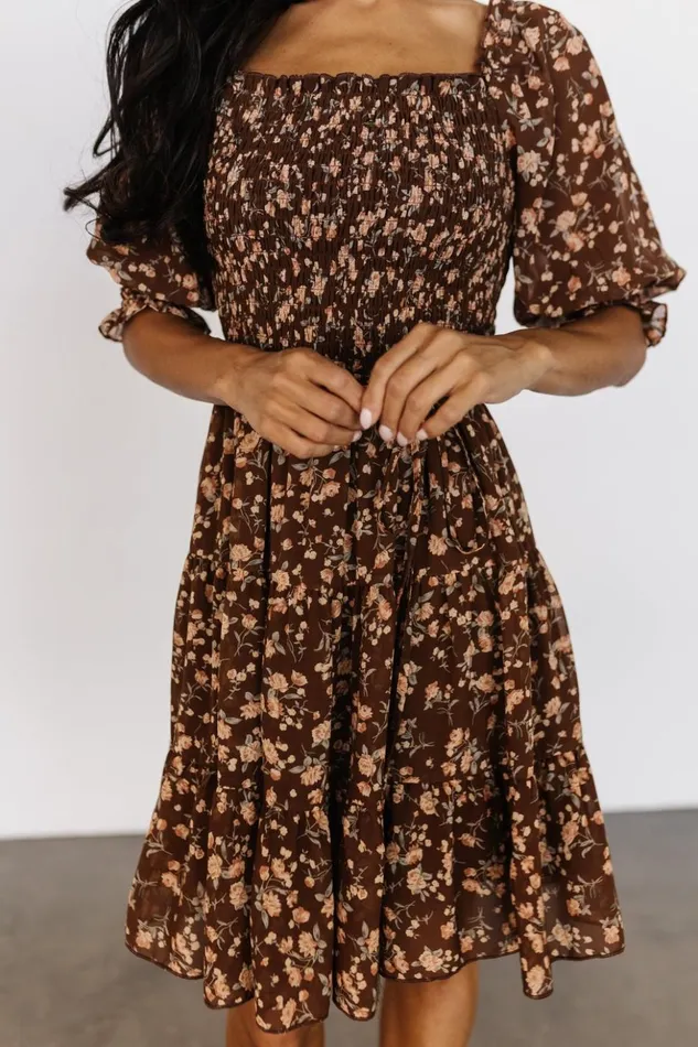 Baltic Born Short Dresses Azlyn Smocked Short Dress Copper Floral 8211 Women Baltic Born Short Dresses Azlyn Smocked Short Dress Copper Floral 8211 Women