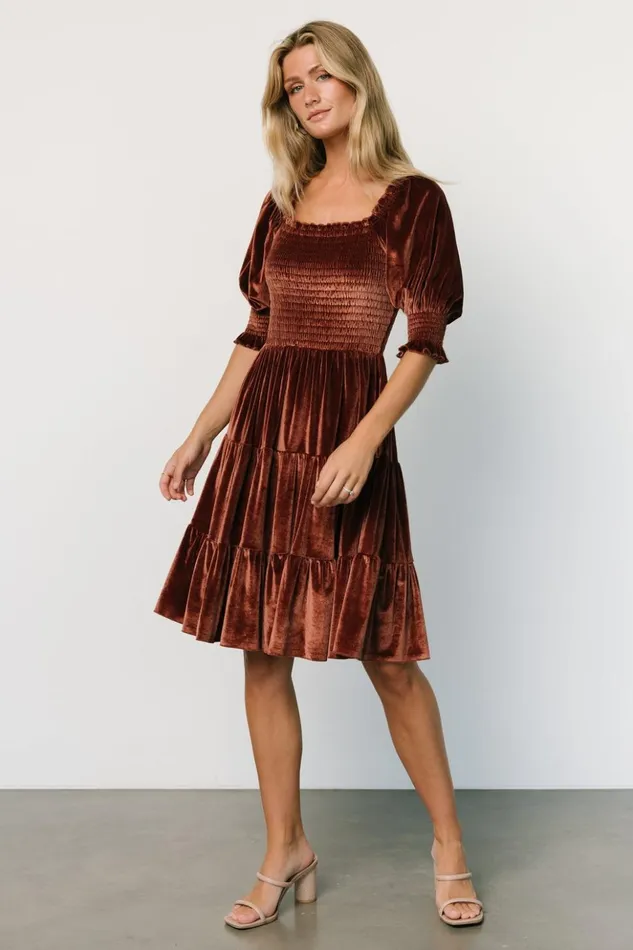 Baltic Born Short Dresses Bliss Smocked Velvet Short Dress Desert Rose 8211 Women Baltic Born Short Dresses Bliss Smocked Velvet Short Dress Desert Rose 8211 Women