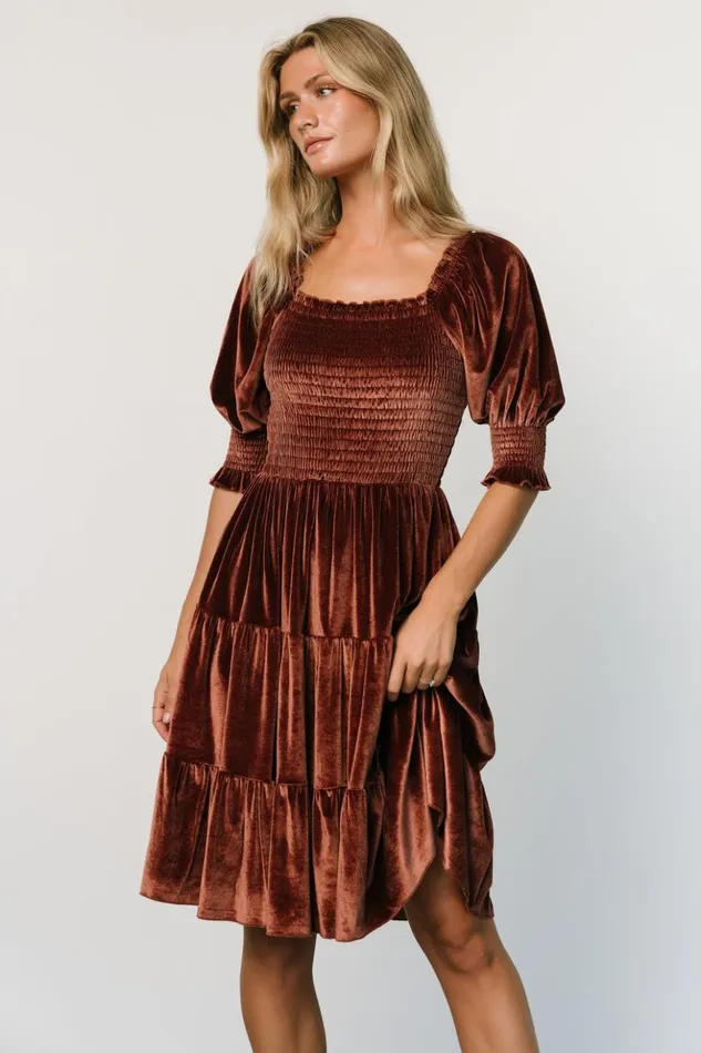 Baltic Born Short Dresses Bliss Smocked Velvet Short Dress Desert Rose 8211 Women Baltic Born Short Dresses Bliss Smocked Velvet Short Dress Desert Rose 8211 Women