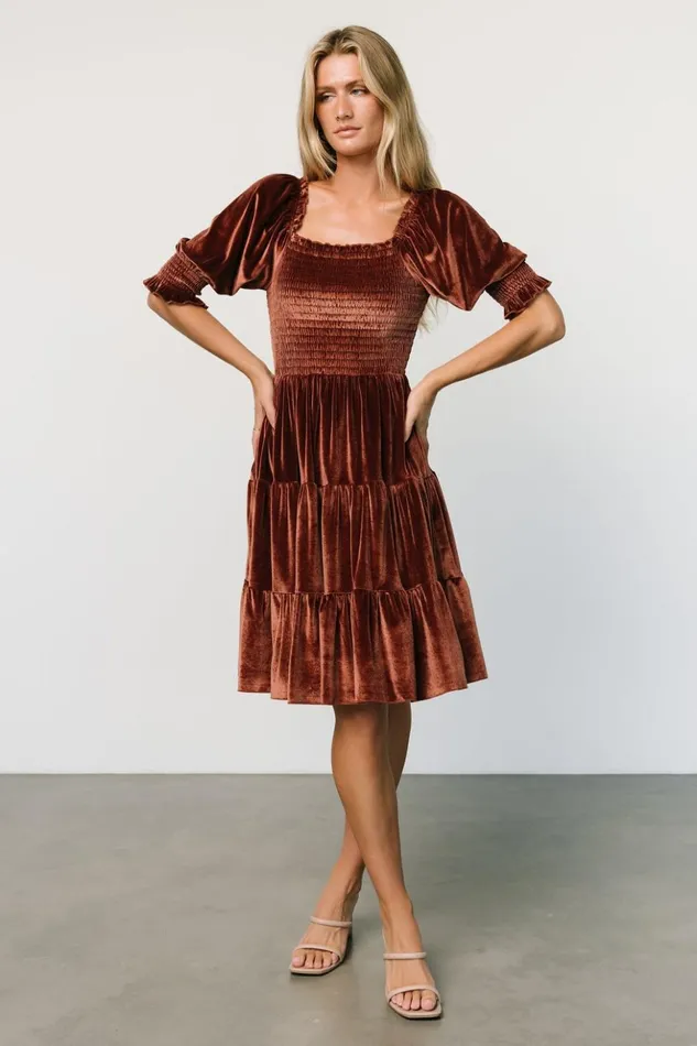 Baltic Born Short Dresses Bliss Smocked Velvet Short Dress Desert Rose 8211 Women Baltic Born Short Dresses Bliss Smocked Velvet Short Dress Desert Rose 8211 Women