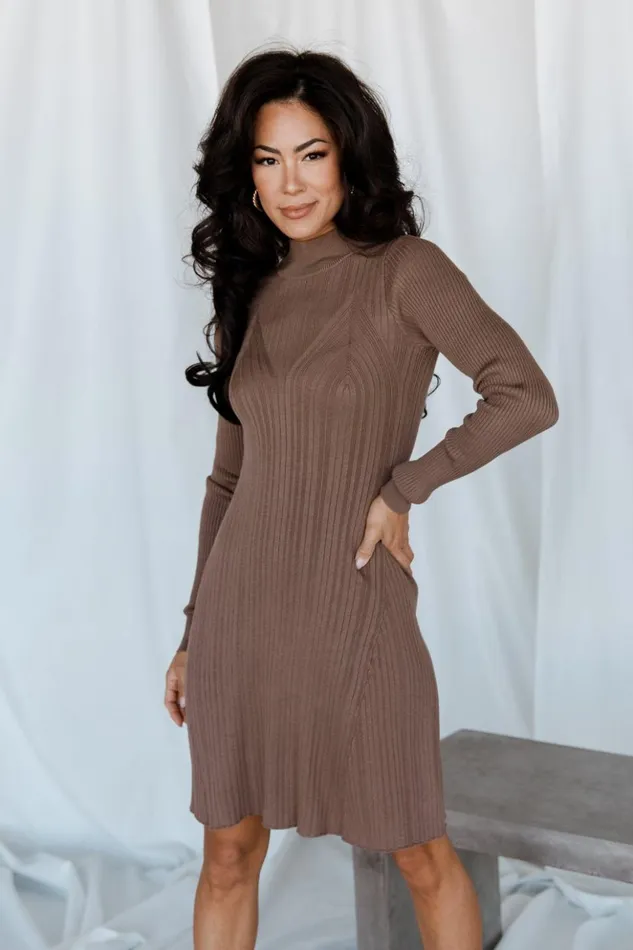 Baltic Born Short Dresses Dastrup Ribbed Dress Brown 8211 Women Baltic Born Short Dresses Dastrup Ribbed Dress Brown 8211 Women