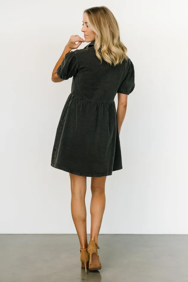 Baltic Born Short Dresses Fontana Puff Sleeve Short Dress Washed Black 8211 Women Baltic Born Short Dresses Fontana Puff Sleeve Short Dress Washed Black 8211 Women