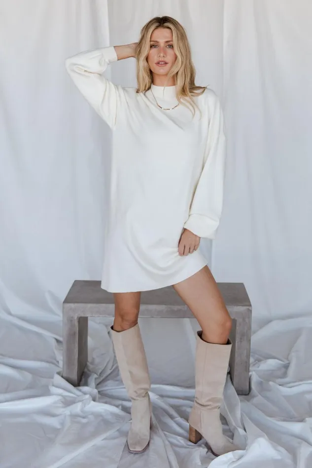 Baltic Born Short Dresses Jennings Sweater Dress Ivory 8211 Women Baltic Born Short Dresses Jennings Sweater Dress Ivory 8211 Women