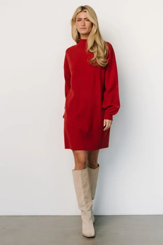 Baltic Born Short Dresses Jennings Sweater Dress Red 8211 Women Baltic Born Short Dresses Jennings Sweater Dress Red 8211 Women