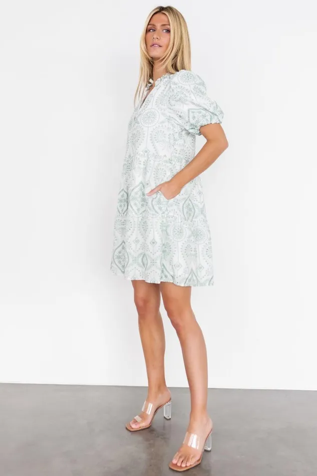 Baltic Born Short Dresses Josie Eyelet Babydoll Dress White Sage 8211 Women Baltic Born Short Dresses Josie Eyelet Babydoll Dress White Sage 8211 Women