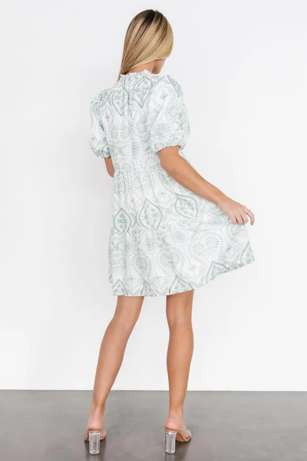 Baltic Born Short Dresses Josie Eyelet Babydoll Dress White Sage 8211 Women Baltic Born Short Dresses Josie Eyelet Babydoll Dress White Sage 8211 Women