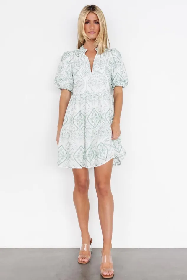 Baltic Born Short Dresses Josie Eyelet Babydoll Dress White Sage 8211 Women Baltic Born Short Dresses Josie Eyelet Babydoll Dress White Sage 8211 Women