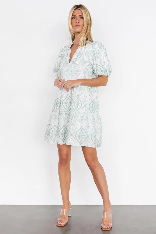 Baltic Born Short Dresses Josie Eyelet Babydoll Dress White Sage 8211 Women Baltic Born Short Dresses Josie Eyelet Babydoll Dress White Sage 8211 Women