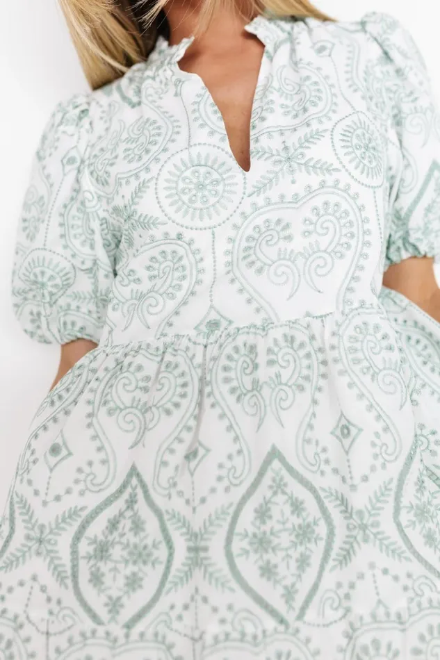 Baltic Born Short Dresses Josie Eyelet Babydoll Dress White Sage 8211 Women Baltic Born Short Dresses Josie Eyelet Babydoll Dress White Sage 8211 Women