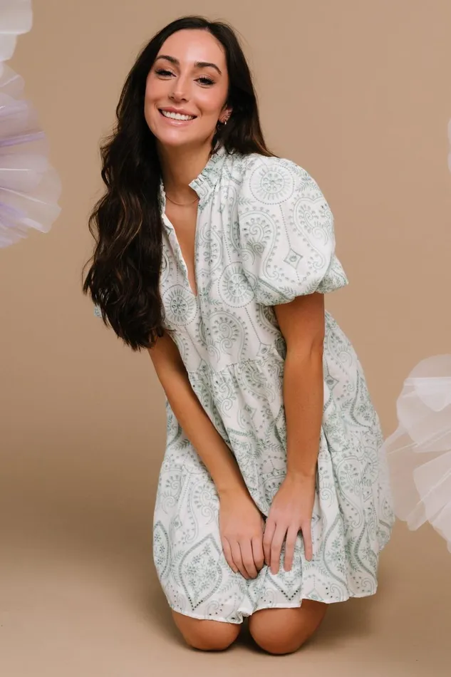 Baltic Born Short Dresses Josie Eyelet Babydoll Dress White Sage 8211 Women Baltic Born Short Dresses Josie Eyelet Babydoll Dress White Sage 8211 Women
