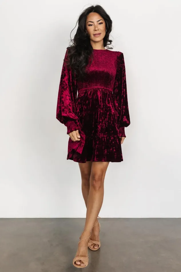Baltic Born Short Dresses Kele Crushed Velvet Mini Dress Deep Berry 8211 Women Baltic Born Short Dresses Kele Crushed Velvet Mini Dress Deep Berry 8211 Women