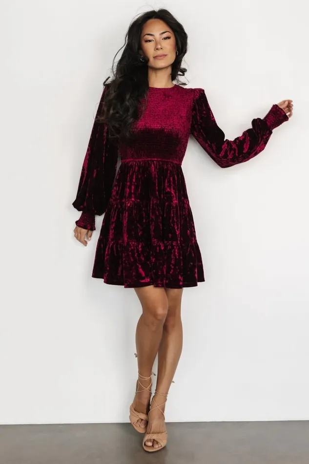 Baltic Born Short Dresses Kele Crushed Velvet Mini Dress Deep Berry 8211 Women Baltic Born Short Dresses Kele Crushed Velvet Mini Dress Deep Berry 8211 Women