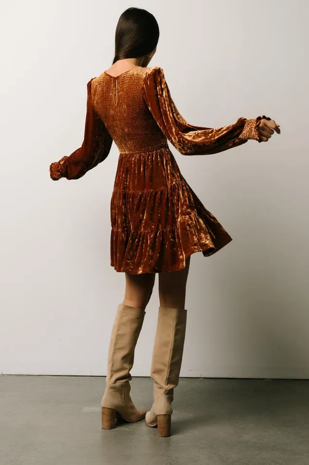 Baltic Born Short Dresses Kele Crushed Velvet Mini Dress Light Copper 8211 Women Baltic Born Short Dresses Kele Crushed Velvet Mini Dress Light Copper 8211 Women
