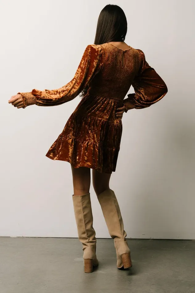Baltic Born Short Dresses Kele Crushed Velvet Mini Dress Light Copper 8211 Women Baltic Born Short Dresses Kele Crushed Velvet Mini Dress Light Copper 8211 Women