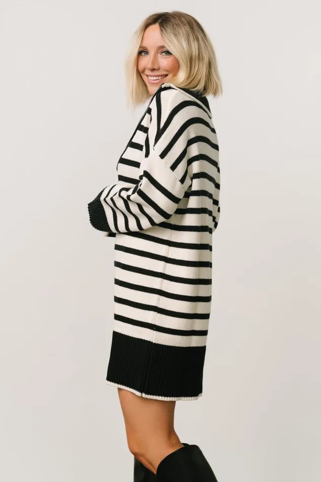 Baltic Born Short Dresses Manon Sweater Dress Black Stripe 8211 Women Baltic Born Short Dresses Manon Sweater Dress Black Stripe 8211 Women