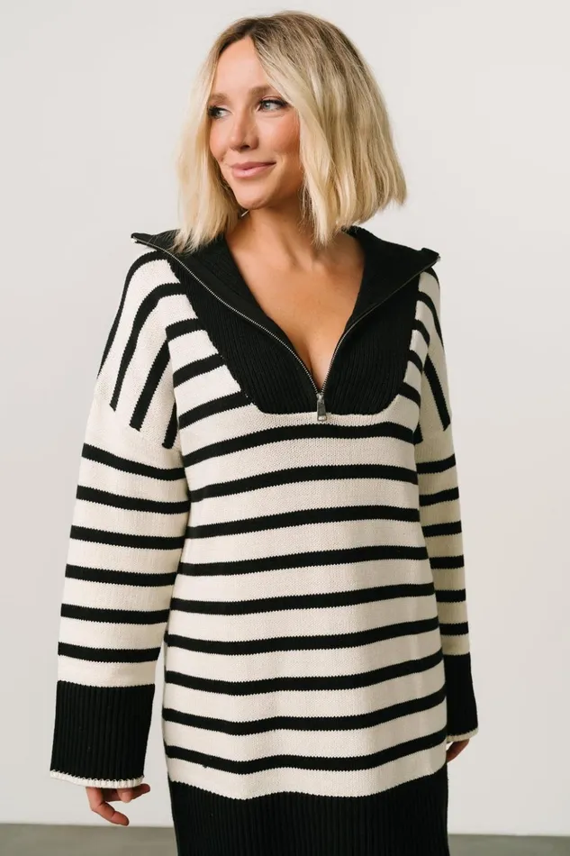 Baltic Born Short Dresses Manon Sweater Dress Black Stripe 8211 Women Baltic Born Short Dresses Manon Sweater Dress Black Stripe 8211 Women