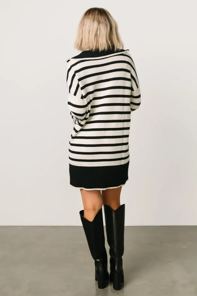 Baltic Born Short Dresses Manon Sweater Dress Black Stripe 8211 Women Baltic Born Short Dresses Manon Sweater Dress Black Stripe 8211 Women