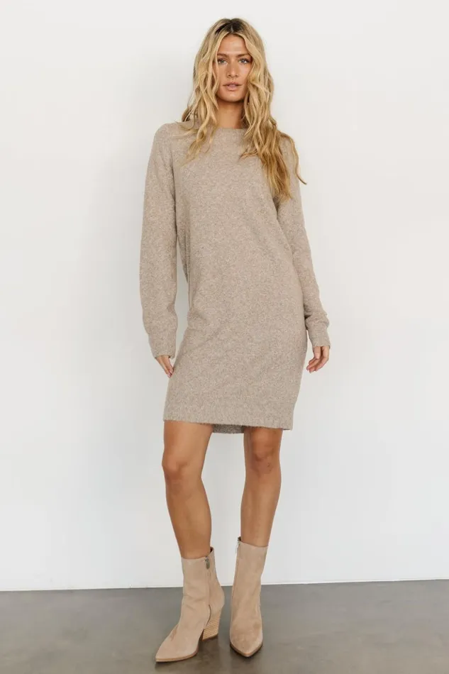 Baltic Born Short Dresses Miller Sweater Dress Heather Taupe 8211 Women