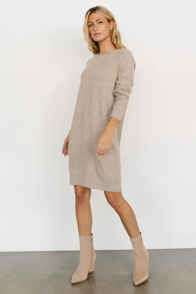 Baltic Born Short Dresses Miller Sweater Dress Heather Taupe 8211 Women Baltic Born Short Dresses Miller Sweater Dress Heather Taupe 8211 Women