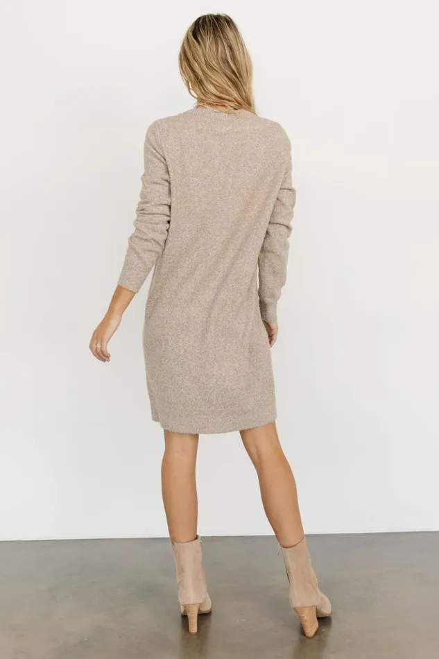 Baltic Born Short Dresses Miller Sweater Dress Heather Taupe 8211 Women Baltic Born Short Dresses Miller Sweater Dress Heather Taupe 8211 Women