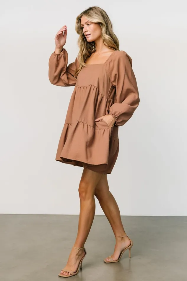 Baltic Born Short Dresses Selena Tiered Mini Dress Dusty Mauve 8211 Women Baltic Born Short Dresses Selena Tiered Mini Dress Dusty Mauve 8211 Women