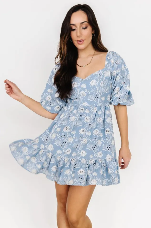 Baltic Born Short Dresses Serres Eyelet Mini Dress Blue Floral 8211 Women Baltic Born Short Dresses Serres Eyelet Mini Dress Blue Floral 8211 Women