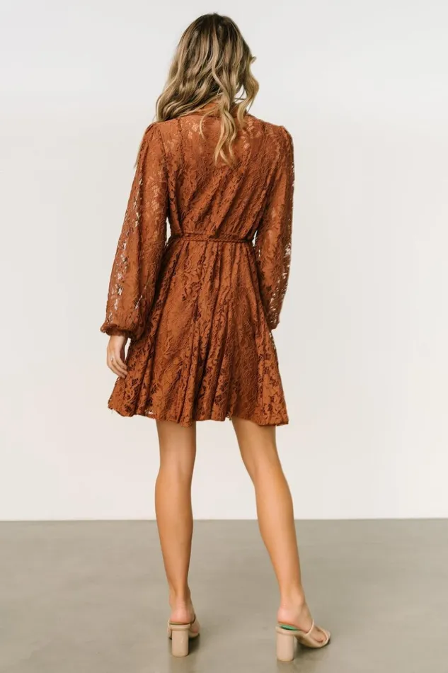 Baltic Born Short Dresses Stefan Lace Short Dress Cinnamon 8211 Women Baltic Born Short Dresses Stefan Lace Short Dress Cinnamon 8211 Women