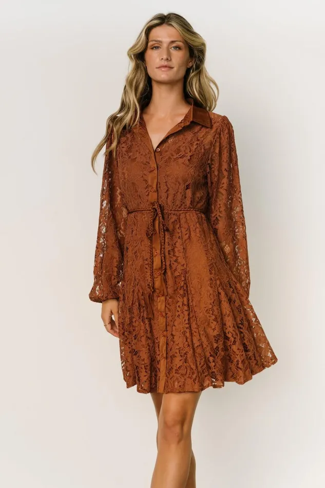 Baltic Born Short Dresses Stefan Lace Short Dress Cinnamon 8211 Women Baltic Born Short Dresses Stefan Lace Short Dress Cinnamon 8211 Women