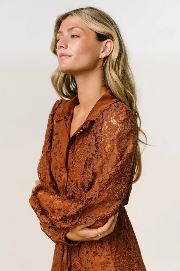 Baltic Born Short Dresses Stefan Lace Short Dress Cinnamon 8211 Women Baltic Born Short Dresses Stefan Lace Short Dress Cinnamon 8211 Women