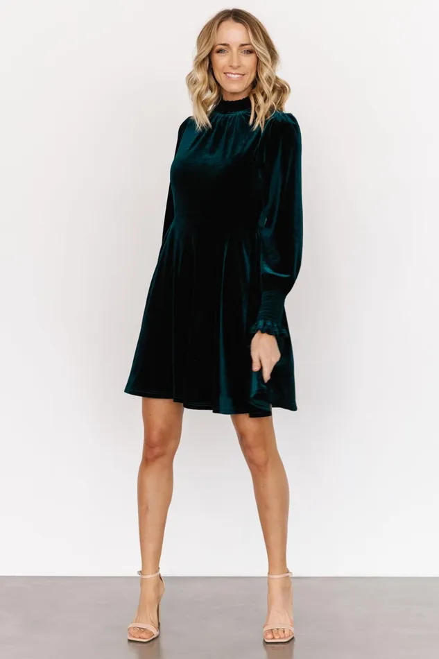 Baltic Born Short Dresses Tina Velvet Short Dress Emerald 8211 Women