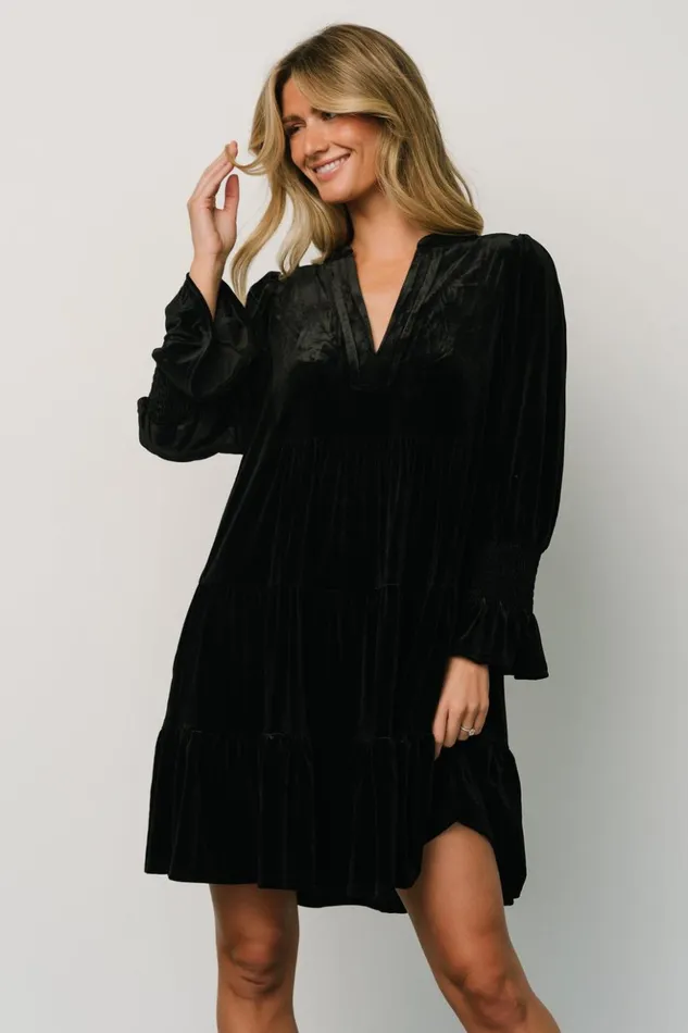 Baltic Born Short Dresses Tolman Velvet Short Dress Black 8211 Women