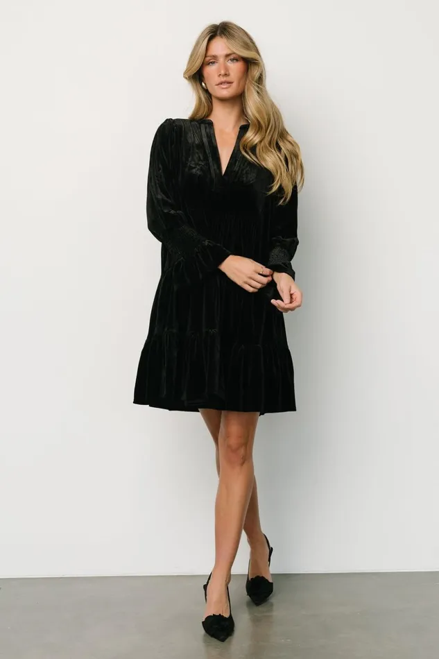 Baltic Born Short Dresses Tolman Velvet Short Dress Black 8211 Women Baltic Born Short Dresses Tolman Velvet Short Dress Black 8211 Women