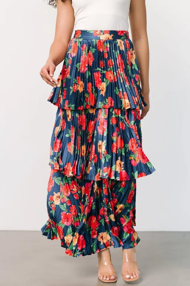 Baltic Born Skirts Alaina Tiered Maxi Skirt Navy Floral 8211 Women Baltic Born Skirts Alaina Tiered Maxi Skirt Navy Floral 8211 Women