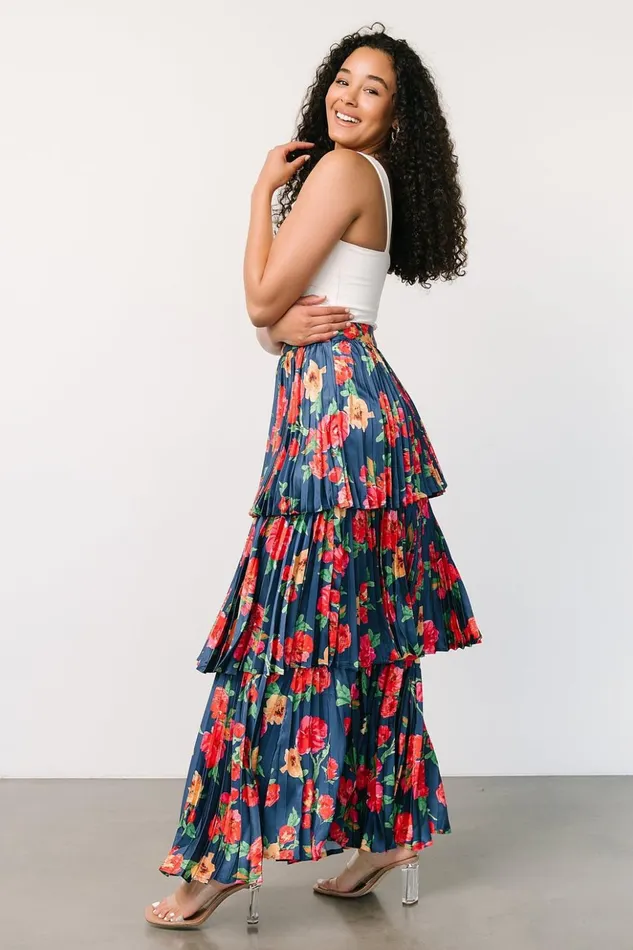 Baltic Born Skirts Alaina Tiered Maxi Skirt Navy Floral 8211 Women Baltic Born Skirts Alaina Tiered Maxi Skirt Navy Floral 8211 Women