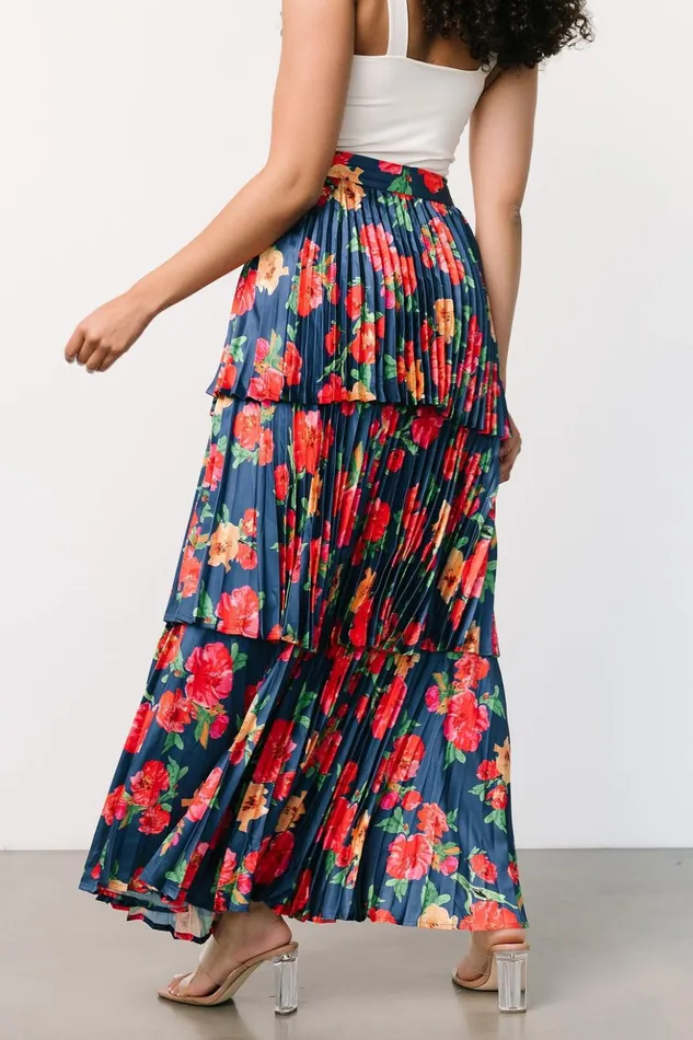 Baltic Born Skirts Alaina Tiered Maxi Skirt Navy Floral 8211 Women Baltic Born Skirts Alaina Tiered Maxi Skirt Navy Floral 8211 Women