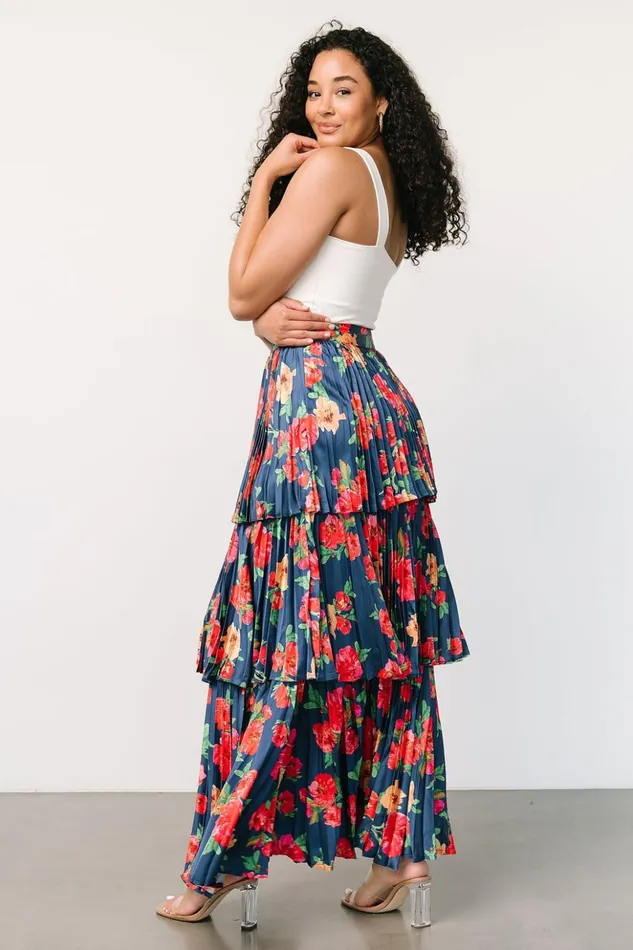 Baltic Born Skirts Alaina Tiered Maxi Skirt Navy Floral 8211 Women Baltic Born Skirts Alaina Tiered Maxi Skirt Navy Floral 8211 Women
