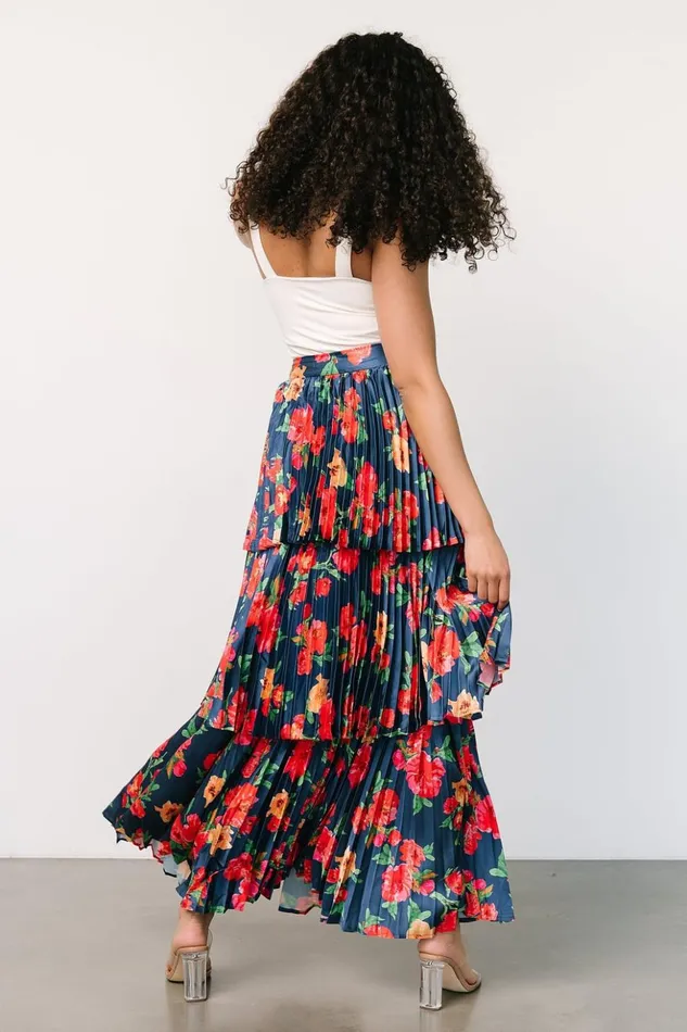 Baltic Born Skirts Alaina Tiered Maxi Skirt Navy Floral 8211 Women Baltic Born Skirts Alaina Tiered Maxi Skirt Navy Floral 8211 Women