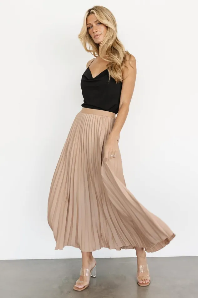 Baltic Born Skirts Elliot Pleated Satin Skirt Sand 8211 Women