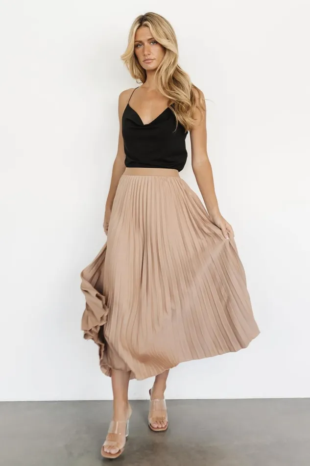 Baltic Born Skirts Elliot Pleated Satin Skirt Sand 8211 Women Baltic Born Skirts Elliot Pleated Satin Skirt Sand 8211 Women