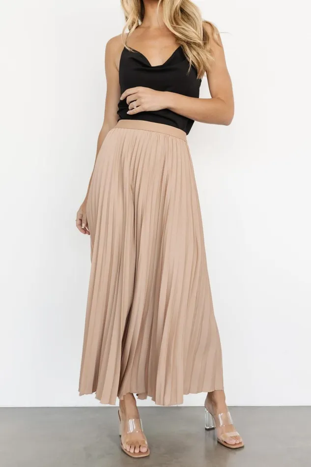 Baltic Born Skirts Elliot Pleated Satin Skirt Sand 8211 Women Baltic Born Skirts Elliot Pleated Satin Skirt Sand 8211 Women