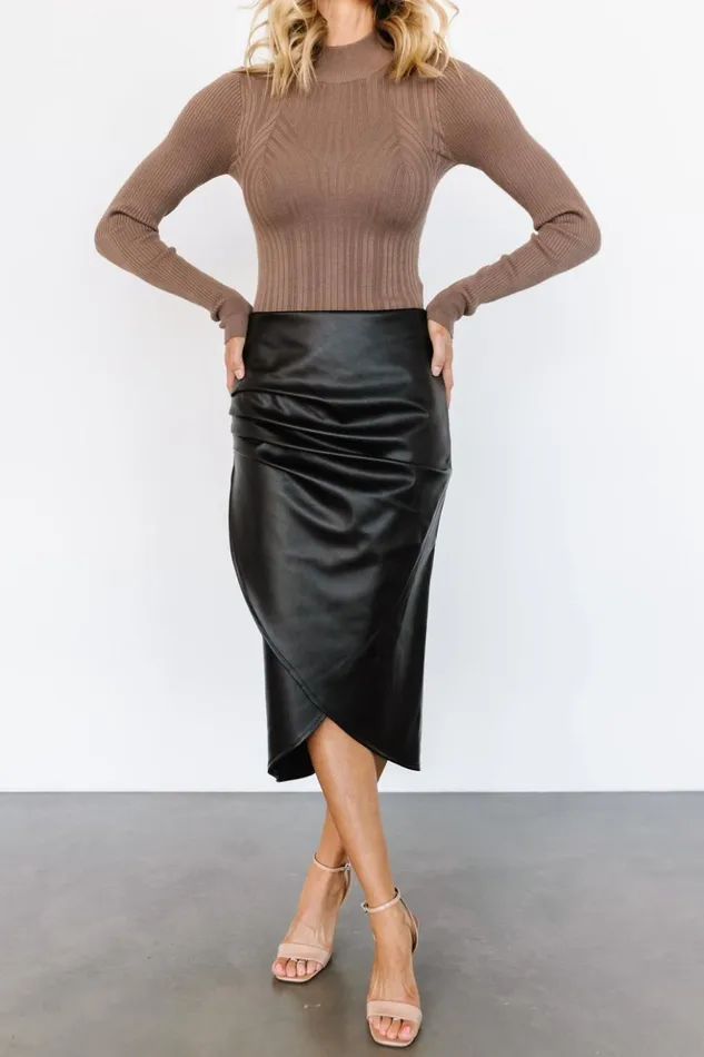 Baltic Born Skirts Kendall Ruched Midi Skirt Black 8211 Women