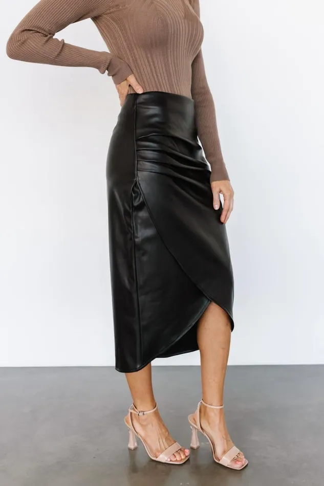 Baltic Born Skirts Kendall Ruched Midi Skirt Black 8211 Women Baltic Born Skirts Kendall Ruched Midi Skirt Black 8211 Women