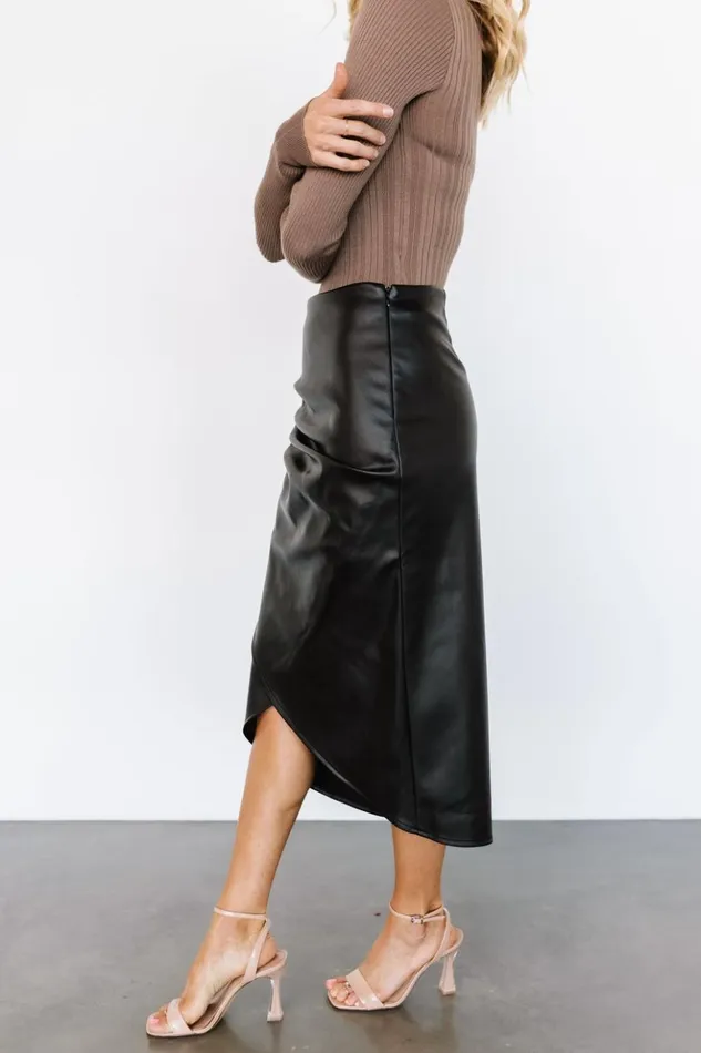 Baltic Born Skirts Kendall Ruched Midi Skirt Black 8211 Women Baltic Born Skirts Kendall Ruched Midi Skirt Black 8211 Women