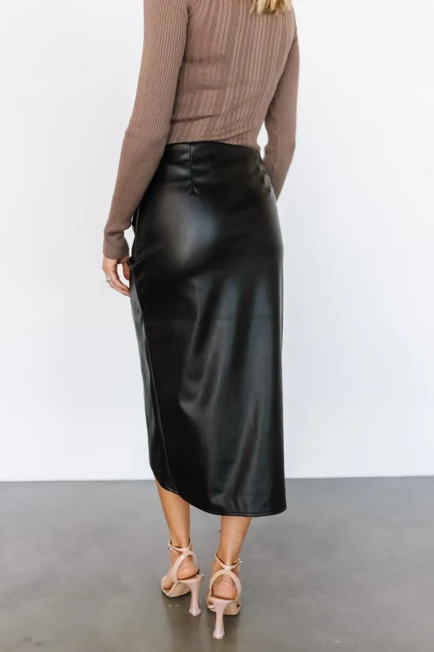 Baltic Born Skirts Kendall Ruched Midi Skirt Black 8211 Women Baltic Born Skirts Kendall Ruched Midi Skirt Black 8211 Women