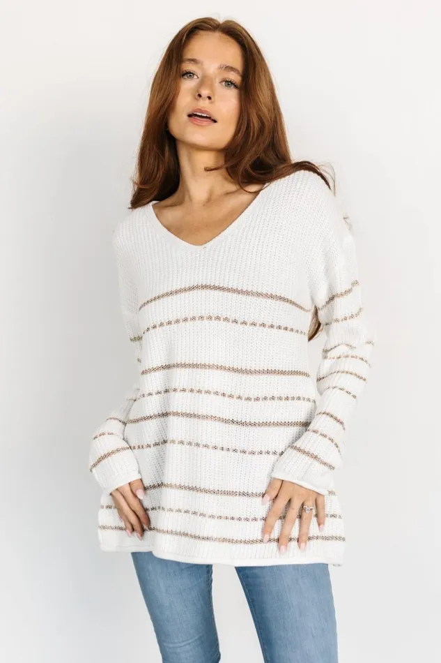 Baltic Born Sweaters Larson Knit Sweater Top White Gold 8211 Women