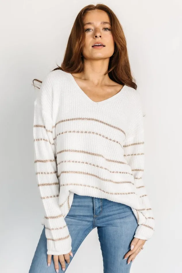 Baltic Born Sweaters Larson Knit Sweater Top White Gold 8211 Women Baltic Born Sweaters Larson Knit Sweater Top White Gold 8211 Women