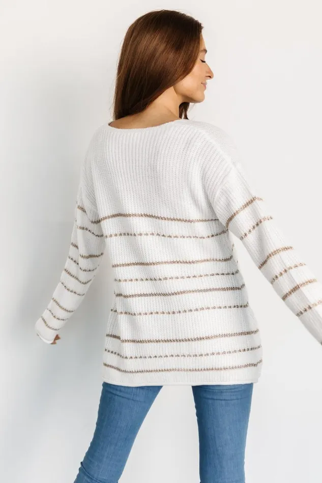 Baltic Born Sweaters Larson Knit Sweater Top White Gold 8211 Women Baltic Born Sweaters Larson Knit Sweater Top White Gold 8211 Women