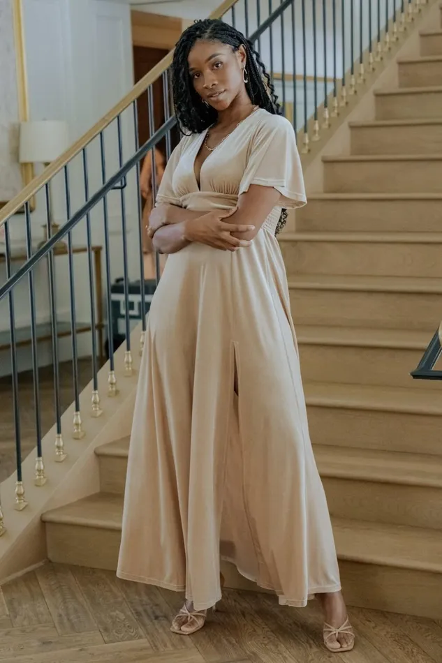 Baltic Born The Guest Edit Berenice Velvet Maxi Dress Champagne 8211 Women Baltic Born The Guest Edit Berenice Velvet Maxi Dress Champagne 8211 Women