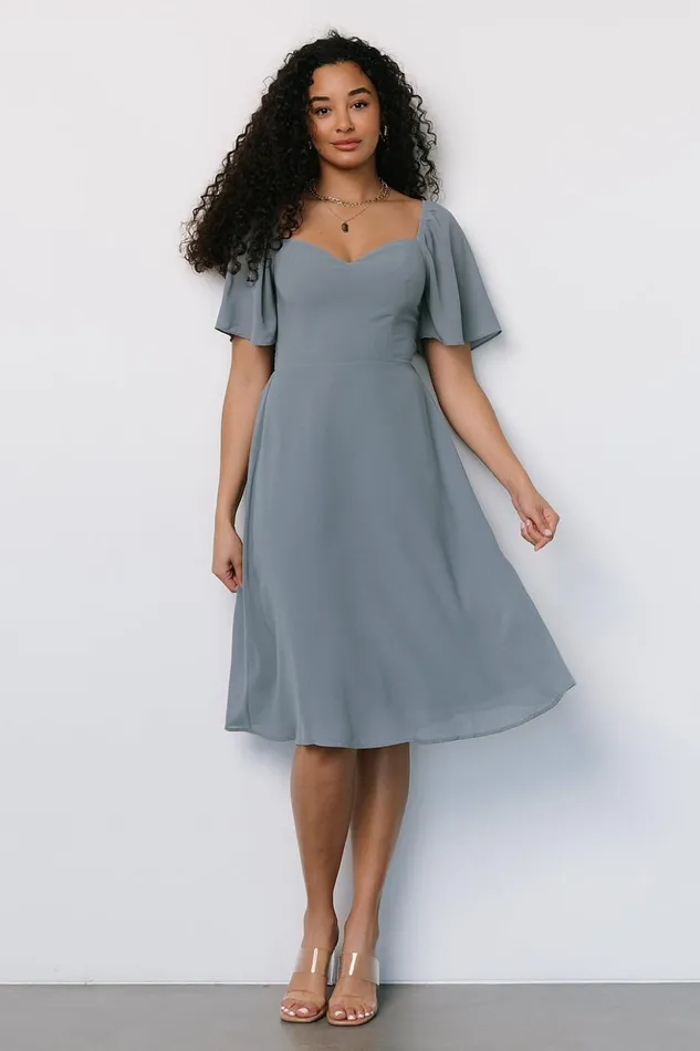 Baltic Born The Guest Edit Colette Sweetheart Midi Dress Dusty Blue 8211 Women Baltic Born The Guest Edit Colette Sweetheart Midi Dress Dusty Blue 8211 Women