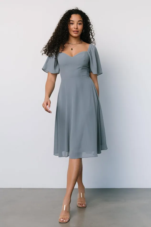 Baltic Born The Guest Edit Colette Sweetheart Midi Dress Dusty Blue 8211 Women Baltic Born The Guest Edit Colette Sweetheart Midi Dress Dusty Blue 8211 Women